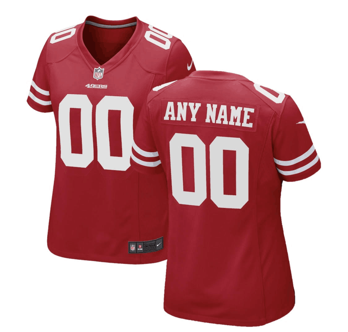 Women's San Francisco 49ers Customized Red Stitched Limited Jersey(Run Small）